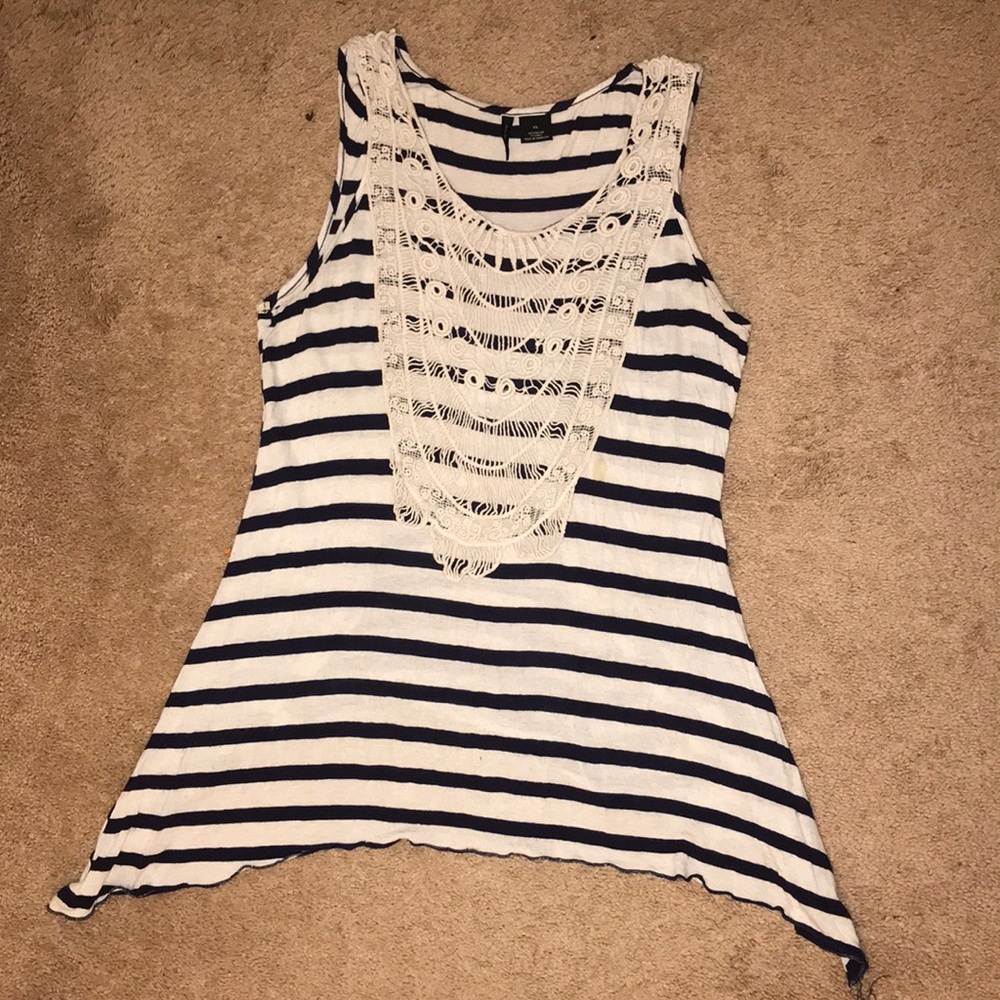 Navy Blue & Cream top